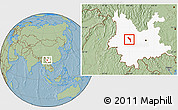 Savanna Style Location Map of Midu, highlighted parent region, hill shading