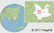 Savanna Style Location Map of Midu, highlighted parent region