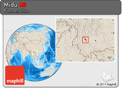 Shaded Relief Location Map of Midu