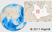 Shaded Relief Location Map of Midu, highlighted parent region
