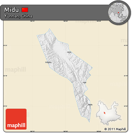 Classic Style Map of Midu, single color outside