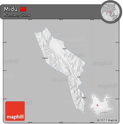 Gray Map of Midu, single color outside