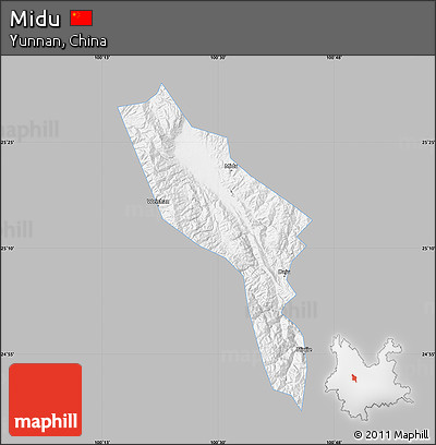 Gray Map of Midu, single color outside