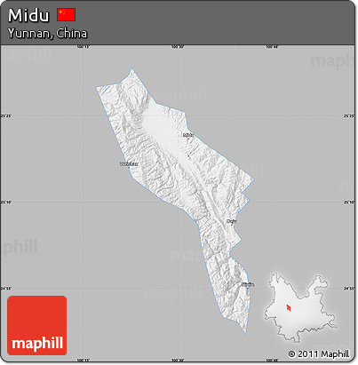 Gray Map of Midu, single color outside