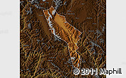 Physical Map of Midu, darken