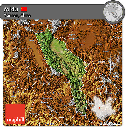 Satellite Map of Midu, physical outside