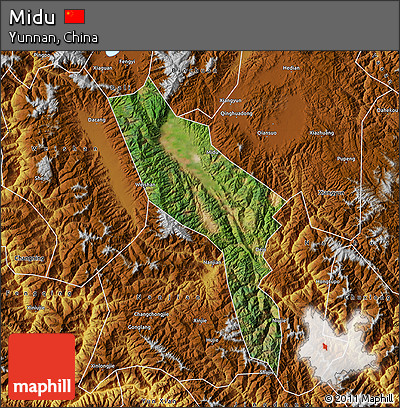 Satellite Map of Midu, physical outside