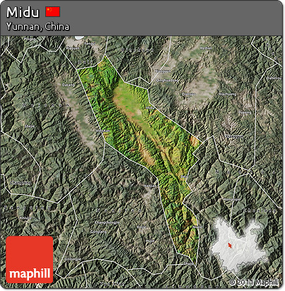 Satellite Map of Midu, semi-desaturated