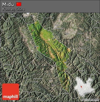 Satellite Map of Midu, semi-desaturated