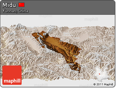 Physical Panoramic Map of Midu, lighten