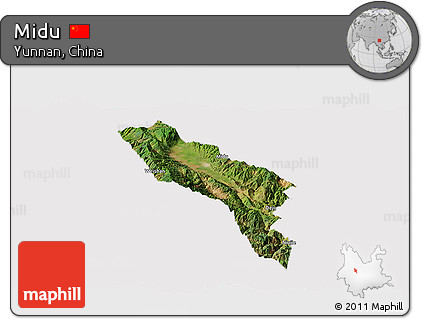 Satellite Panoramic Map of Midu, cropped outside