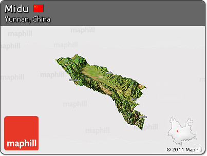 Satellite Panoramic Map of Midu, cropped outside
