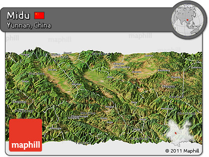 Satellite Panoramic Map of Midu
