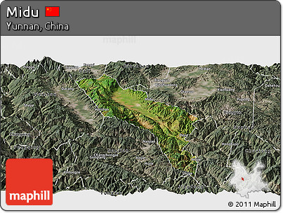Satellite Panoramic Map of Midu, semi-desaturated