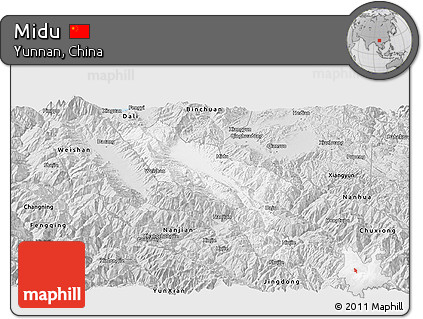 Silver Style Panoramic Map of Midu