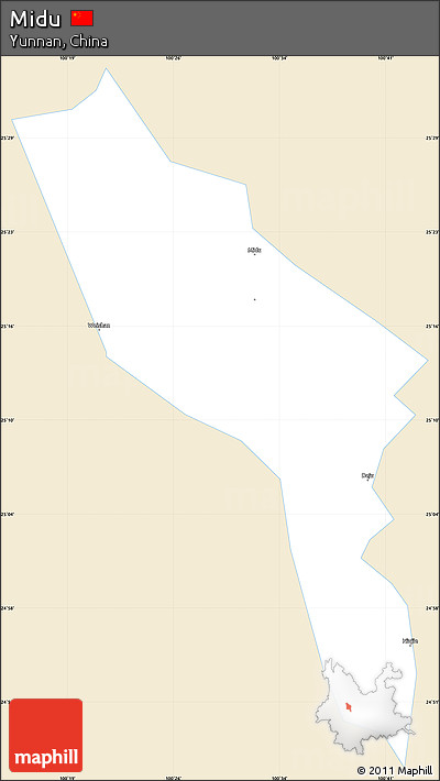 Classic Style Simple Map of Midu, single color outside