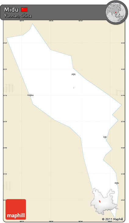 Classic Style Simple Map of Midu, single color outside