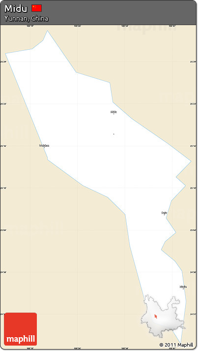 Classic Style Simple Map of Midu, single color outside