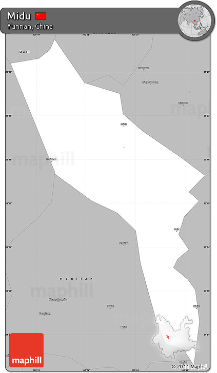 Gray Simple Map of Midu