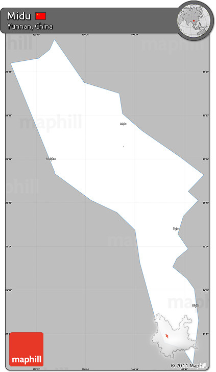 Gray Simple Map of Midu, single color outside