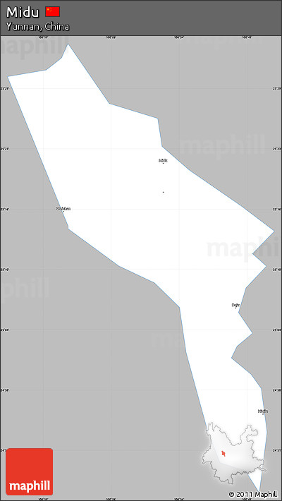 Gray Simple Map of Midu, single color outside