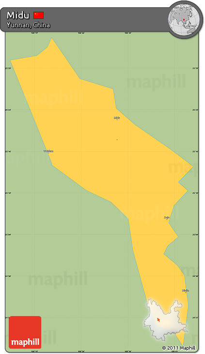Savanna Style Simple Map of Midu, single color outside