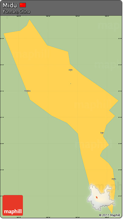Savanna Style Simple Map of Midu, single color outside