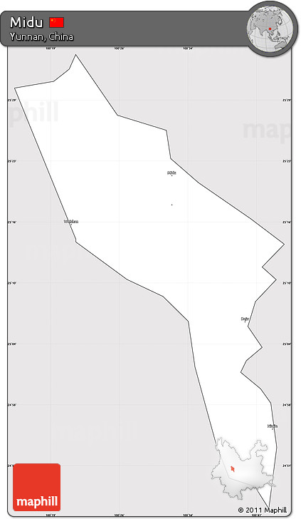 Silver Style Simple Map of Midu, cropped outside