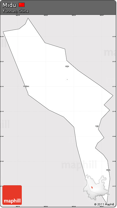 Silver Style Simple Map of Midu, cropped outside