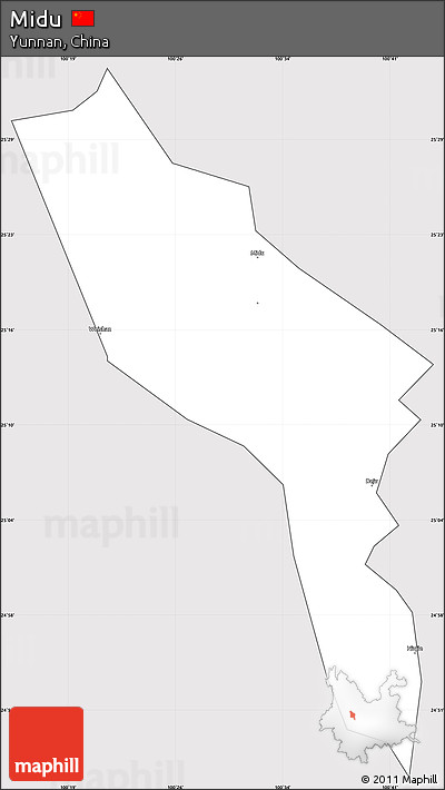 Silver Style Simple Map of Midu, cropped outside