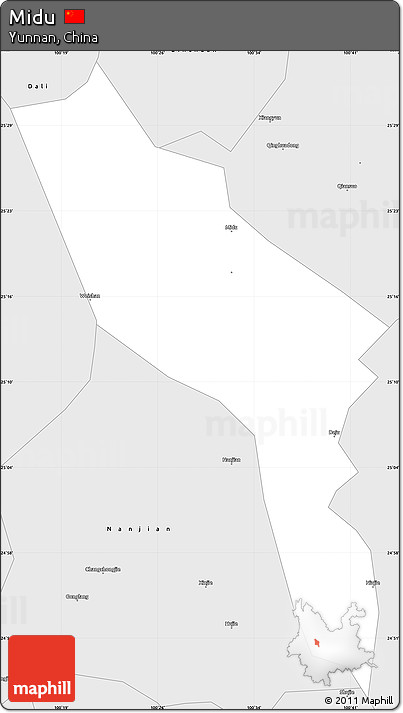 Silver Style Simple Map of Midu