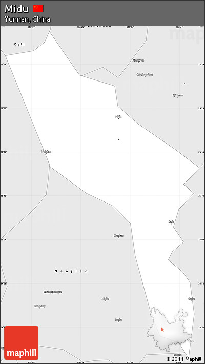 Silver Style Simple Map of Midu