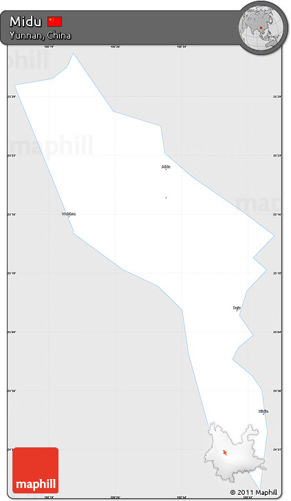 Silver Style Simple Map of Midu, single color outside