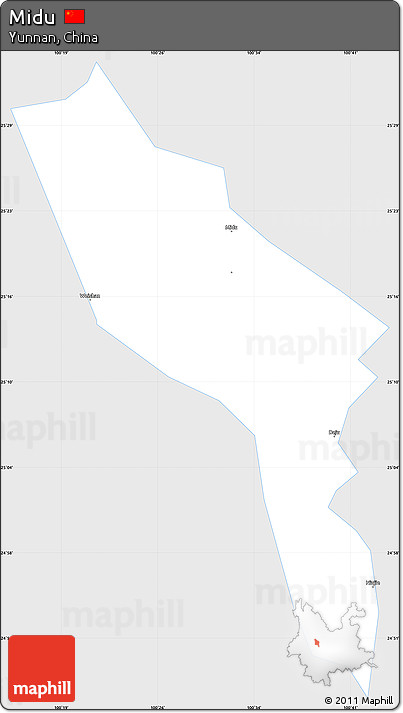 Silver Style Simple Map of Midu, single color outside