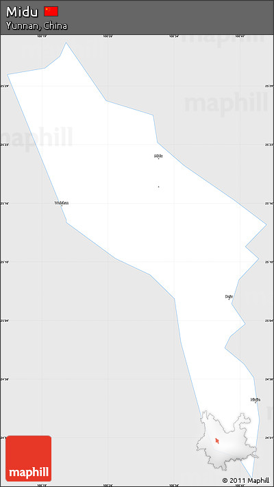Silver Style Simple Map of Midu, single color outside