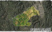Satellite 3D Map of Mouding, darken, semi-desaturated