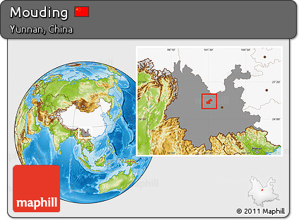 Physical Location Map of Mouding, highlighted country, highlighted parent region