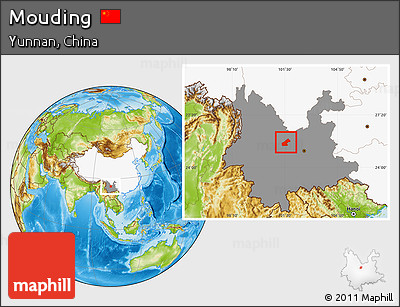 Physical Location Map of Mouding, highlighted country, highlighted parent region
