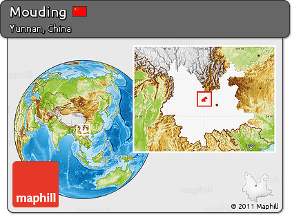 Physical Location Map of Mouding, highlighted parent region