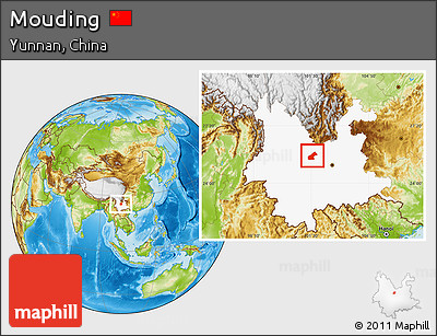Physical Location Map of Mouding, highlighted parent region