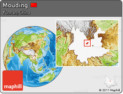 Physical Location Map of Mouding, highlighted parent region
