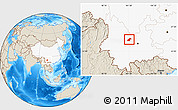 Shaded Relief Location Map of Mouding, highlighted country