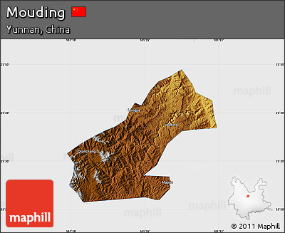 Physical Map of Mouding, single color outside
