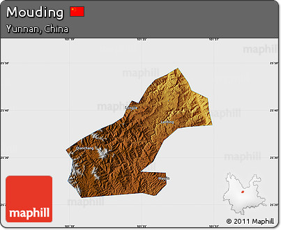 Physical Map of Mouding, single color outside