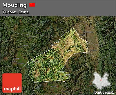 Satellite Map of Mouding, darken