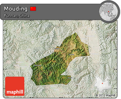 Satellite Map of Mouding, lighten