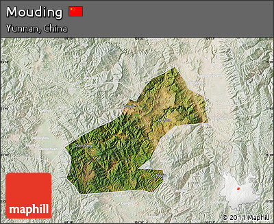 Satellite Map of Mouding, lighten