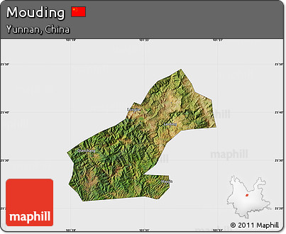 Satellite Map of Mouding, single color outside