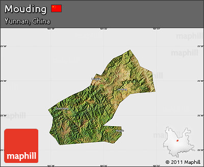 Satellite Map of Mouding, single color outside