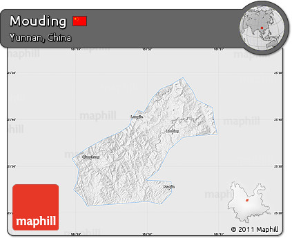 Silver Style Map of Mouding, single color outside